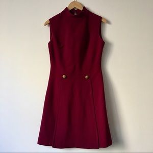 Vintage American Luxury Designer Bonwit Teller Single Pleat Heavy Wool Mod Dress